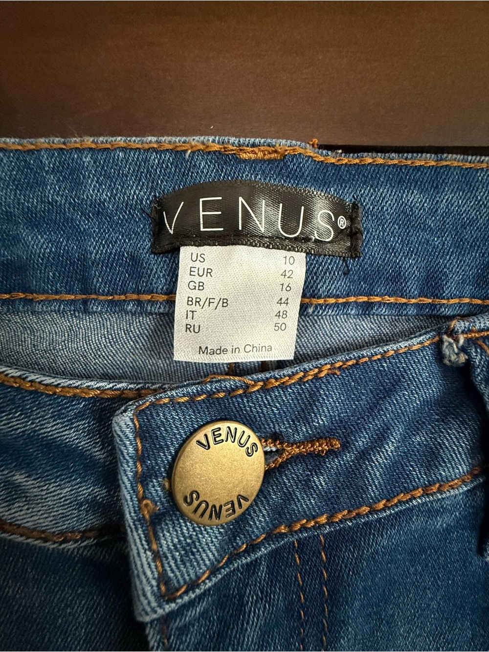 VENUS Light Blue Flare Jeans with Floral Lace Hem - Picture 3 of 4